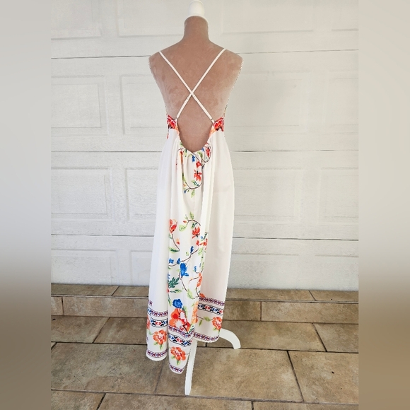 Shein Curve Woman Floral Maxi Dress Boho Summer Beach Backless Strappy Sundress - Picture 4 of 16